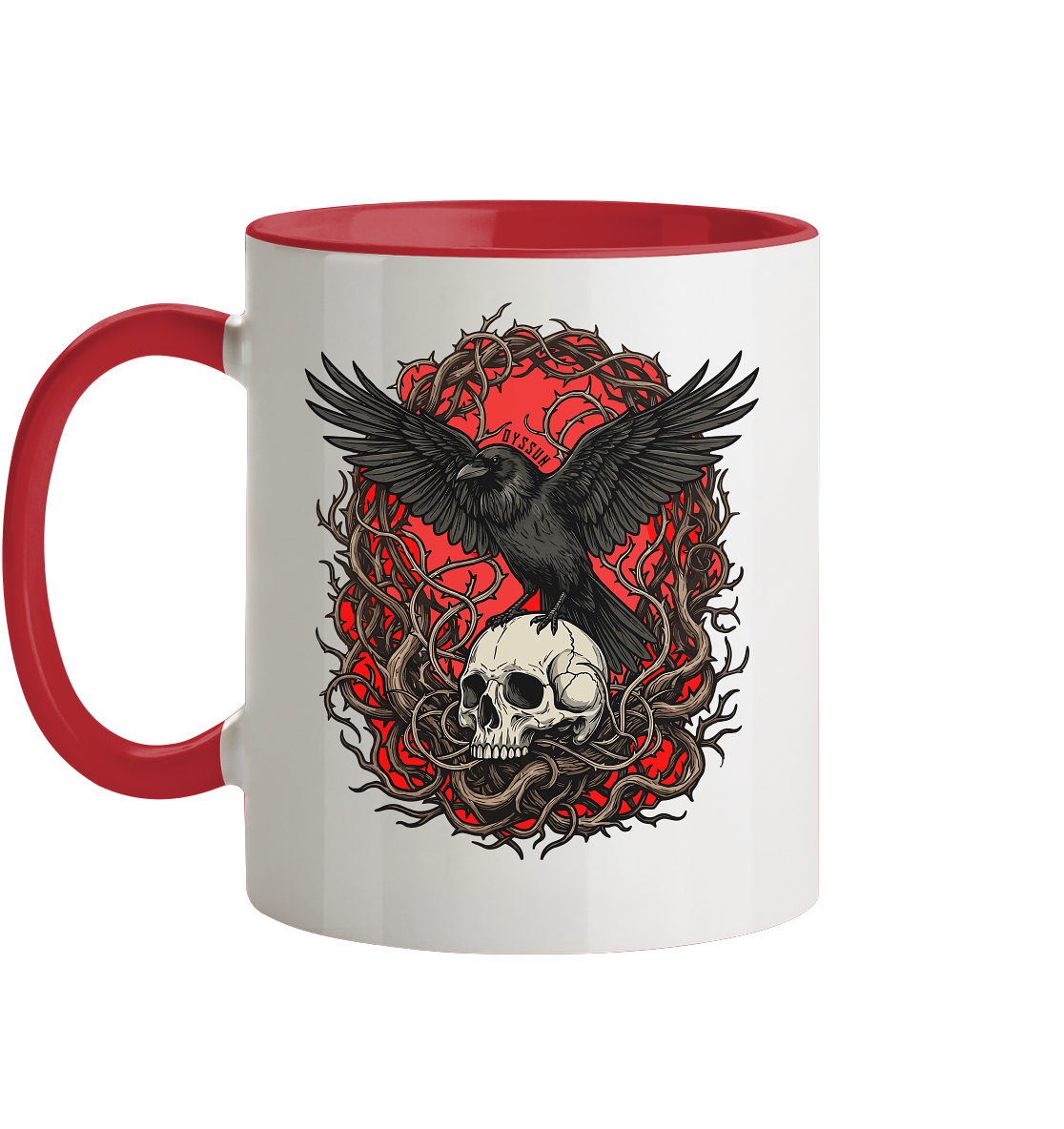 Rabe auf Totenschädel - Tasse (In 3 Farben) - Oyssun