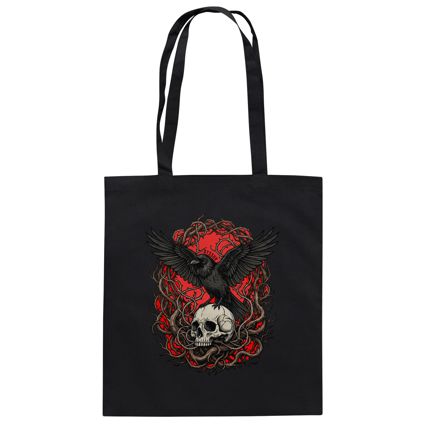 Rabe auf Totenschädel - Baumwolltasche - Oyssun