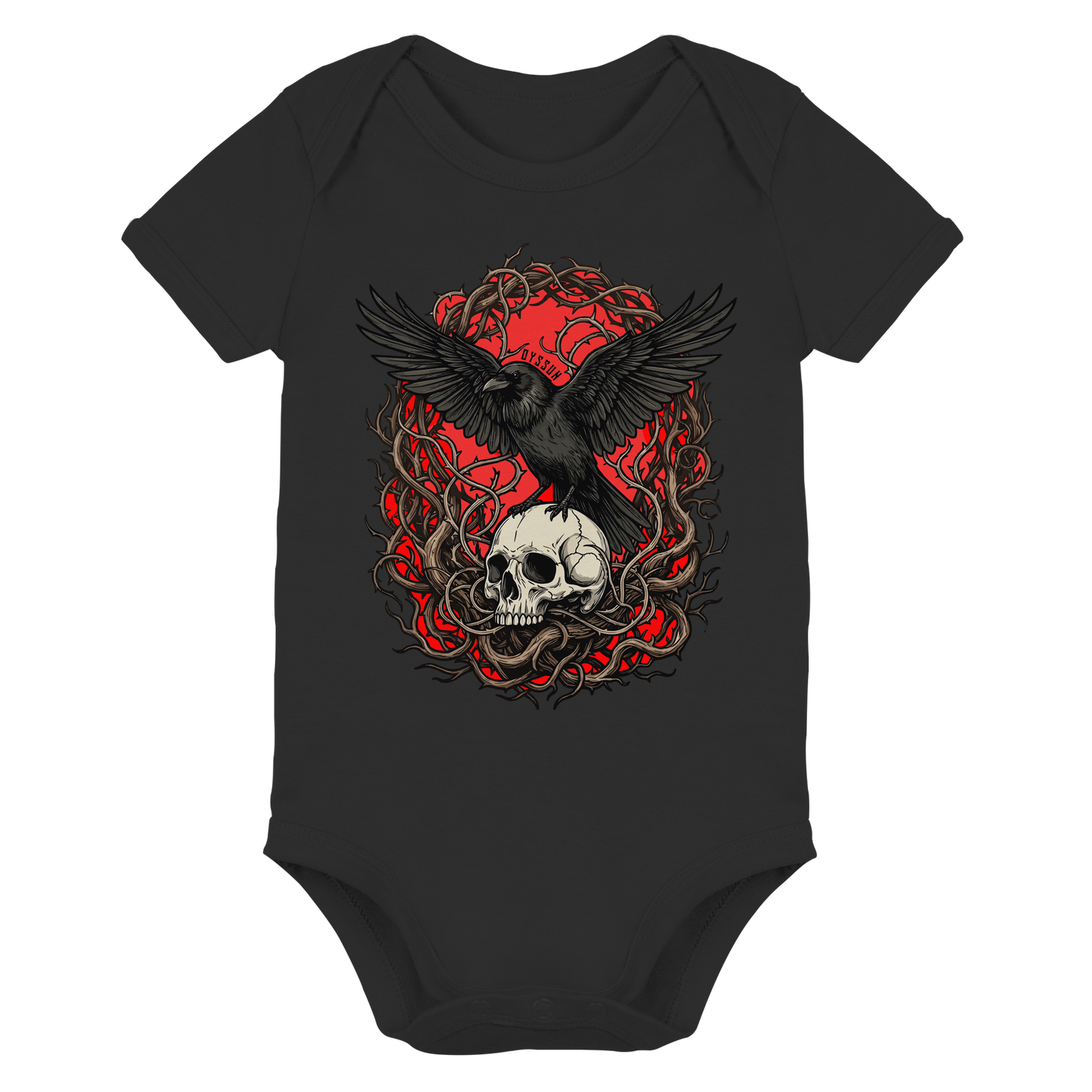 Rabe auf Totenschädel - Organic Baby Bodysuit - Oyssun