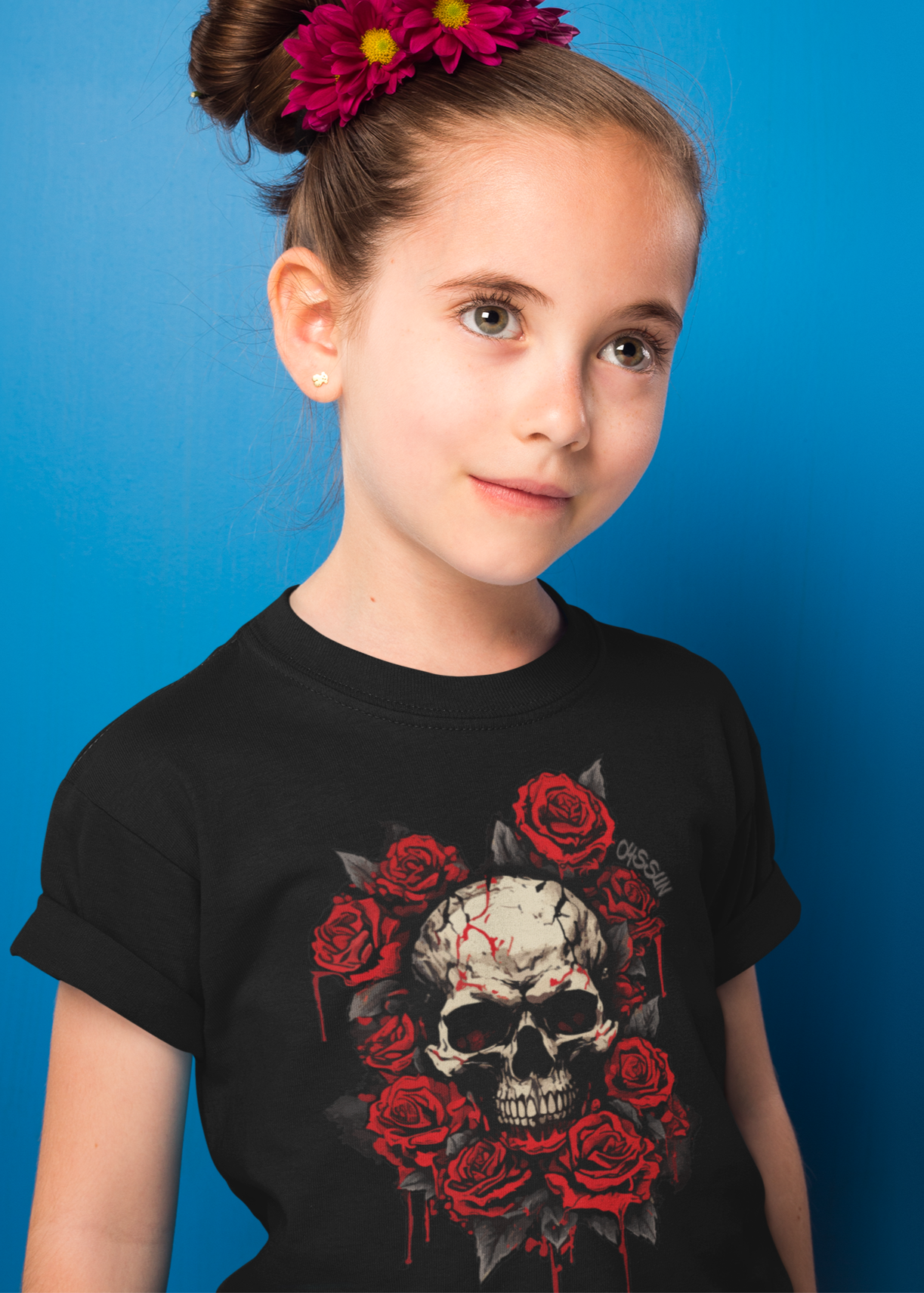 Totenkopf mit Rosen - Kids Premium Shirt - Oyssun