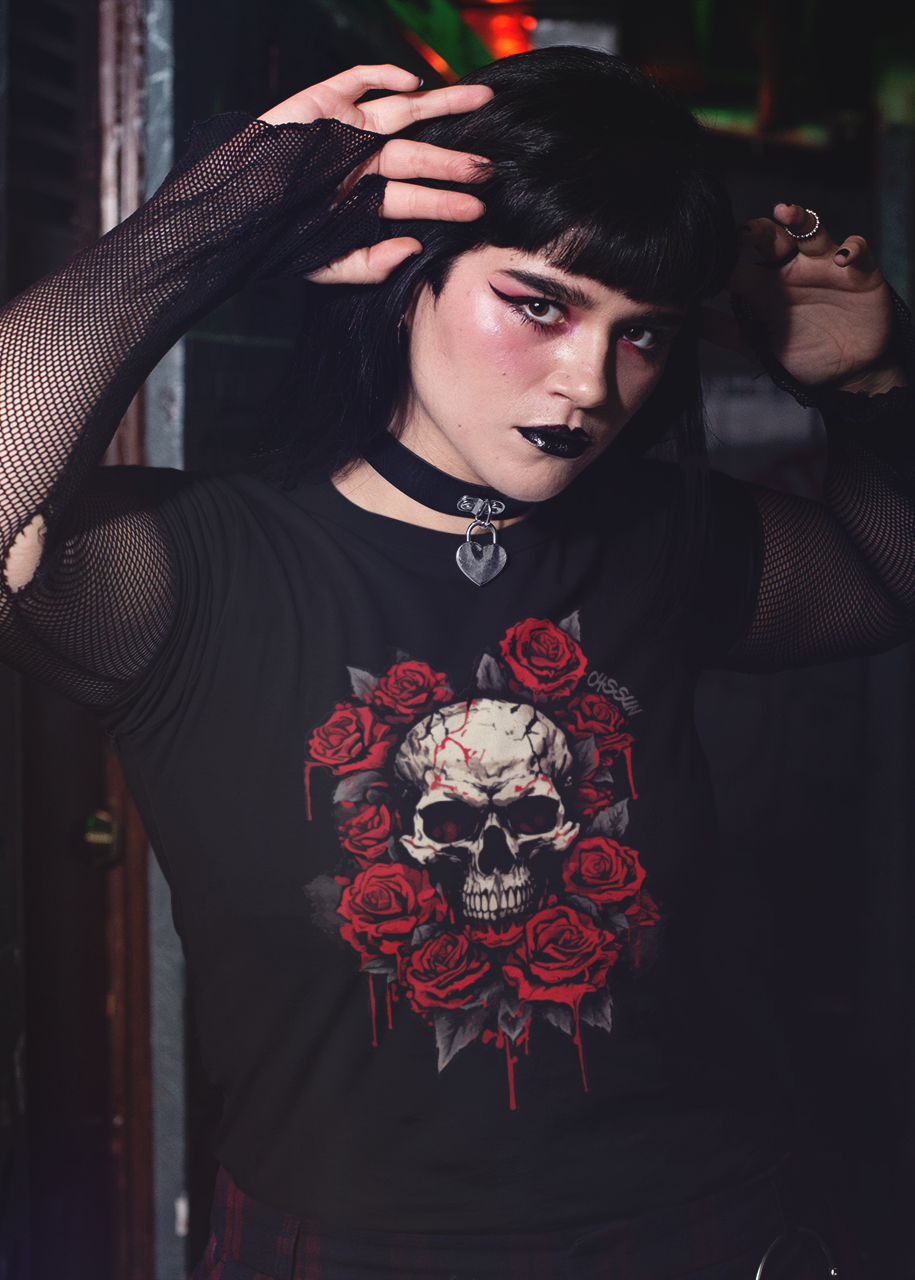 Totenkopf mit Rosen - Ladies Premium Shirt - Oyssun