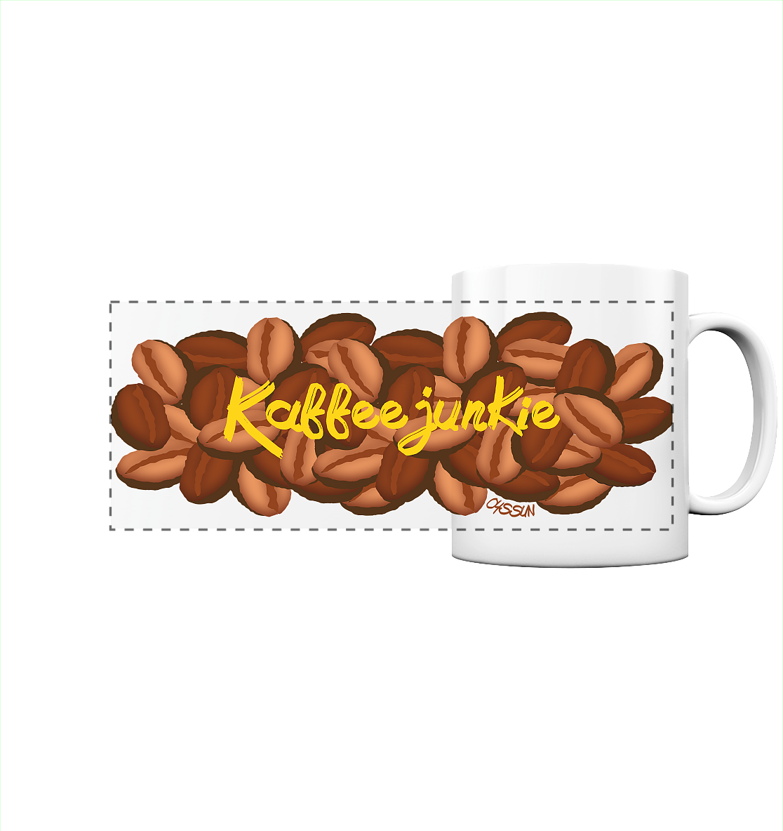 Kaffeejunkie - Panorama Tasse (In 5 Farben) - Oyssun