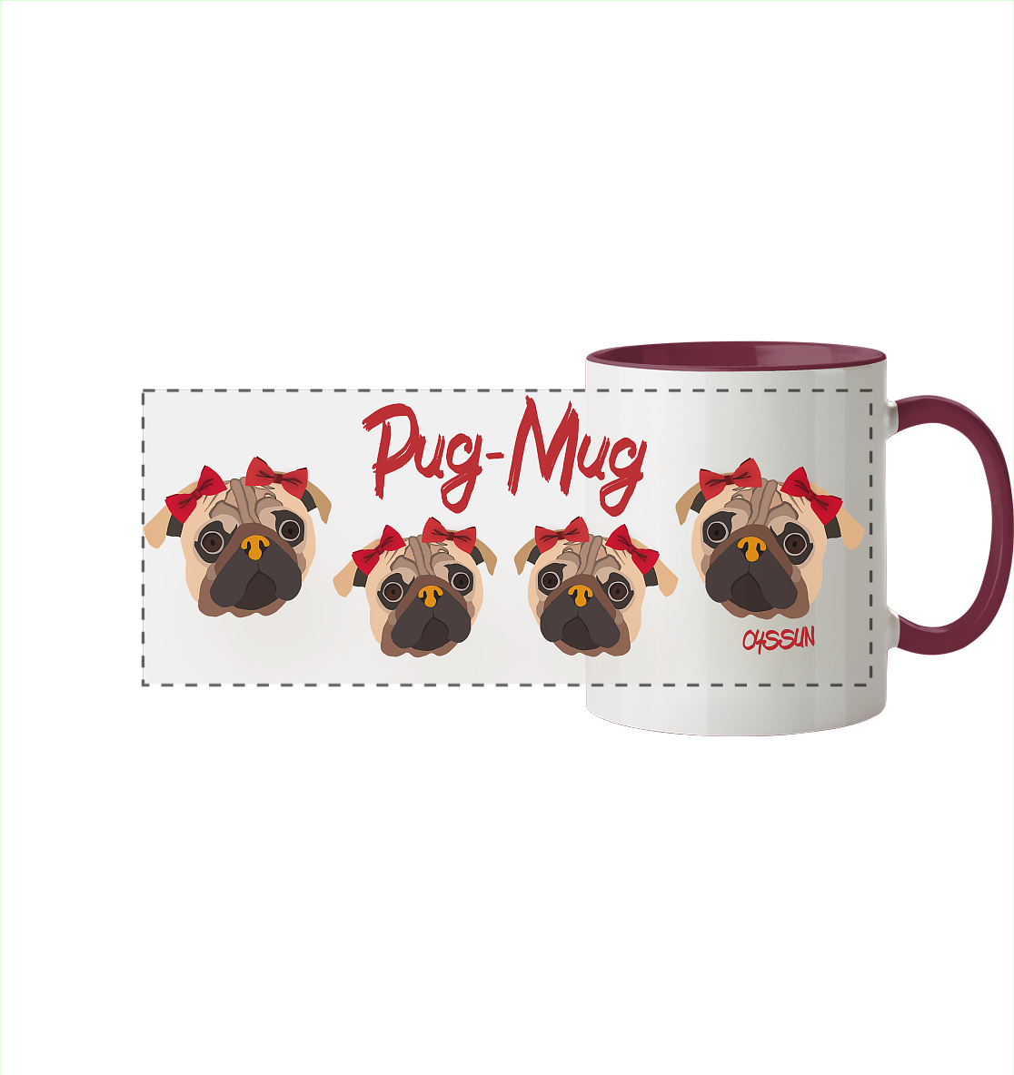 Pug-Mug - Panorama Tasse (In 11 Farben) - Oyssun