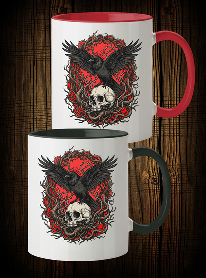 Rabe auf Totenschädel - Tasse (In 3 Farben) - Oyssun