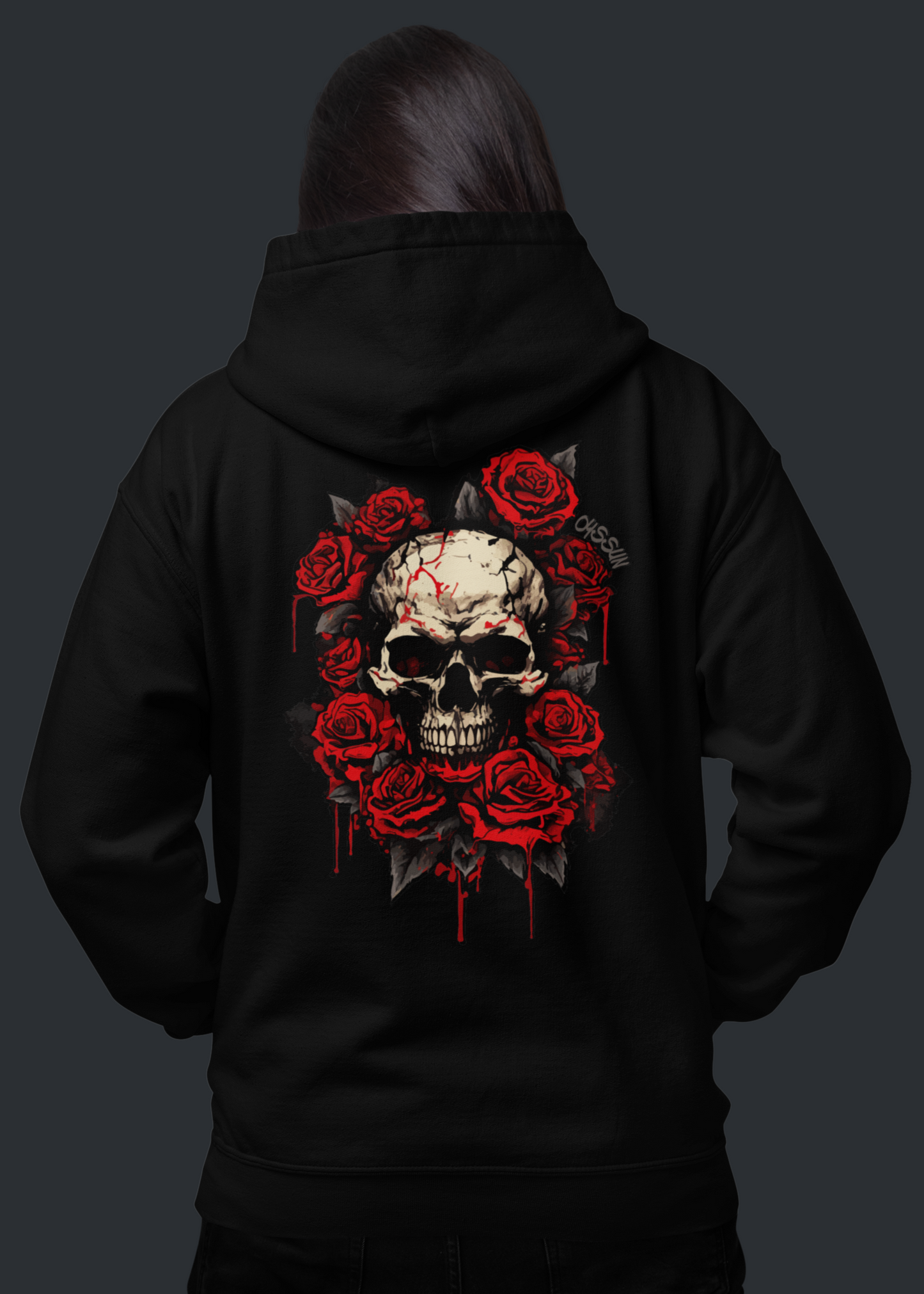 Totenkopf mit Rosen - Organic Zipper