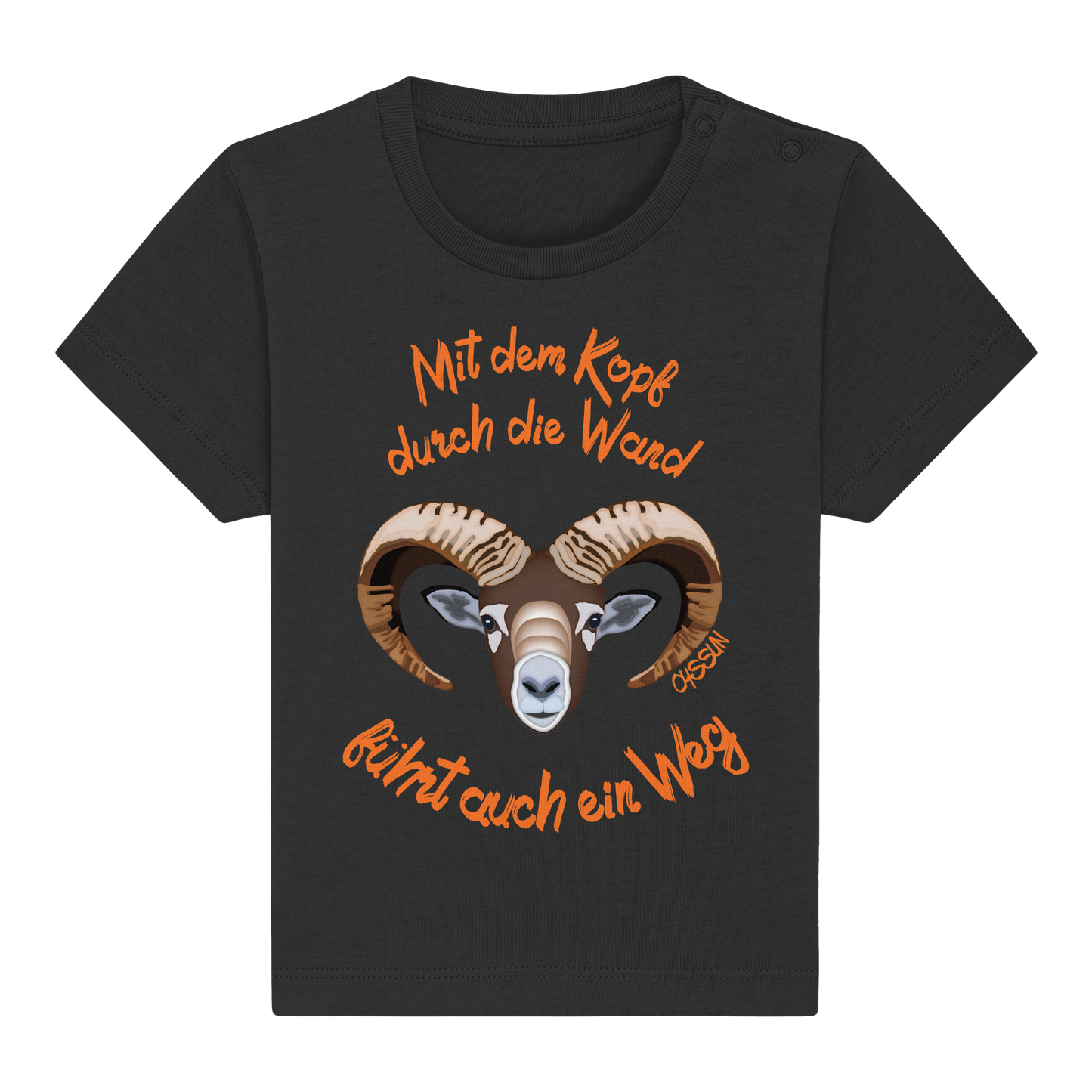 Mit dem Kopf durch die Wand - Führt auch ein Weg - Baby Organic Shirt - Oyssun