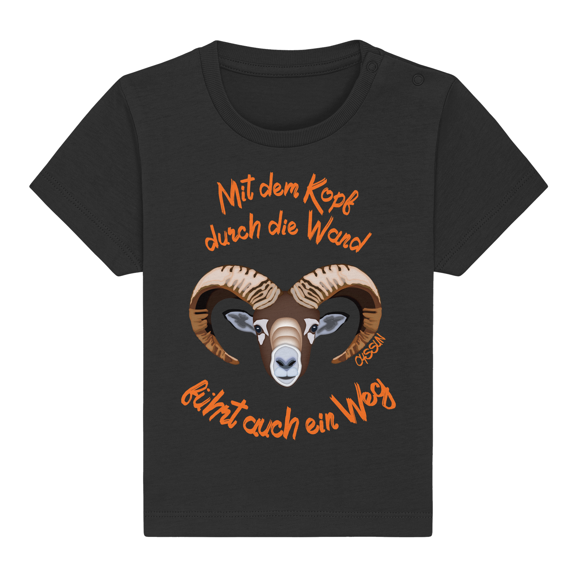 Mit dem Kopf durch die Wand - Führt auch ein Weg - Baby Organic Shirt - Oyssun