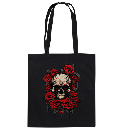 Totenkopf mit Rosen - Baumwolltasche