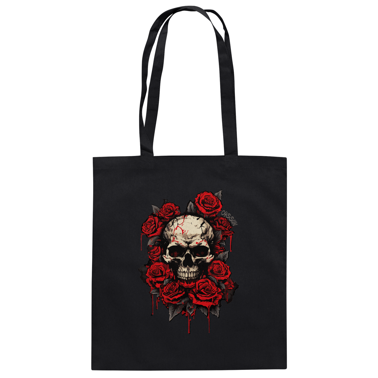 Totenkopf mit Rosen  - Baumwolltasche - Oyssun