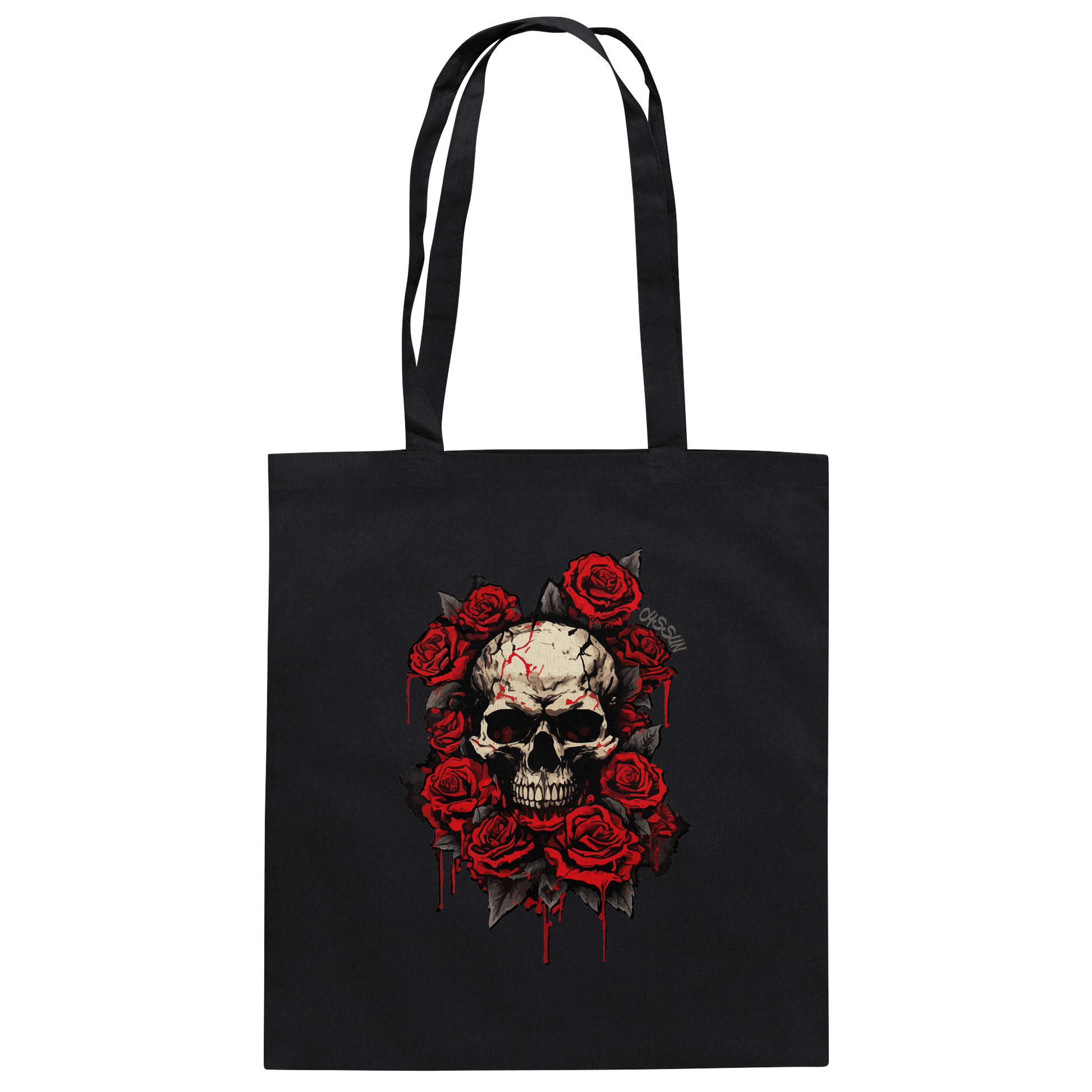Totenkopf mit Rosen  - Baumwolltasche - Oyssun