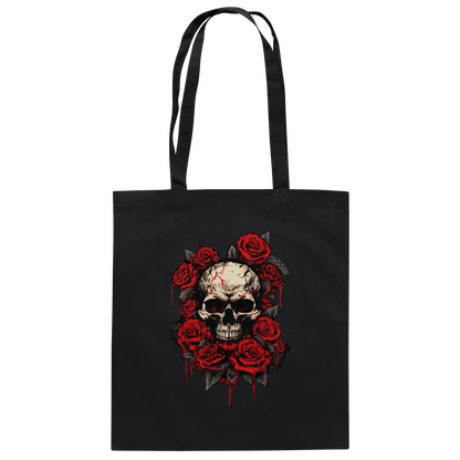 Totenkopf mit Rosen  - Baumwolltasche - Oyssun
