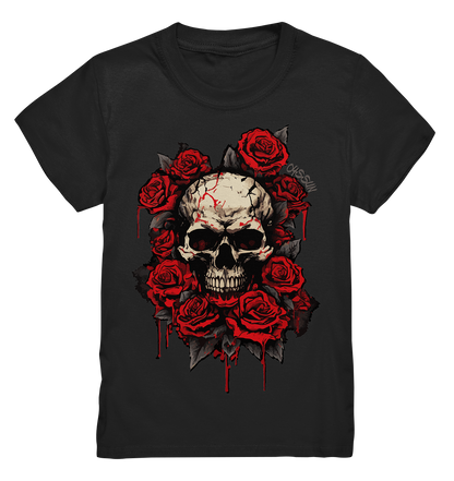 Totenkopf mit Rosen - Kids Premium Shirt