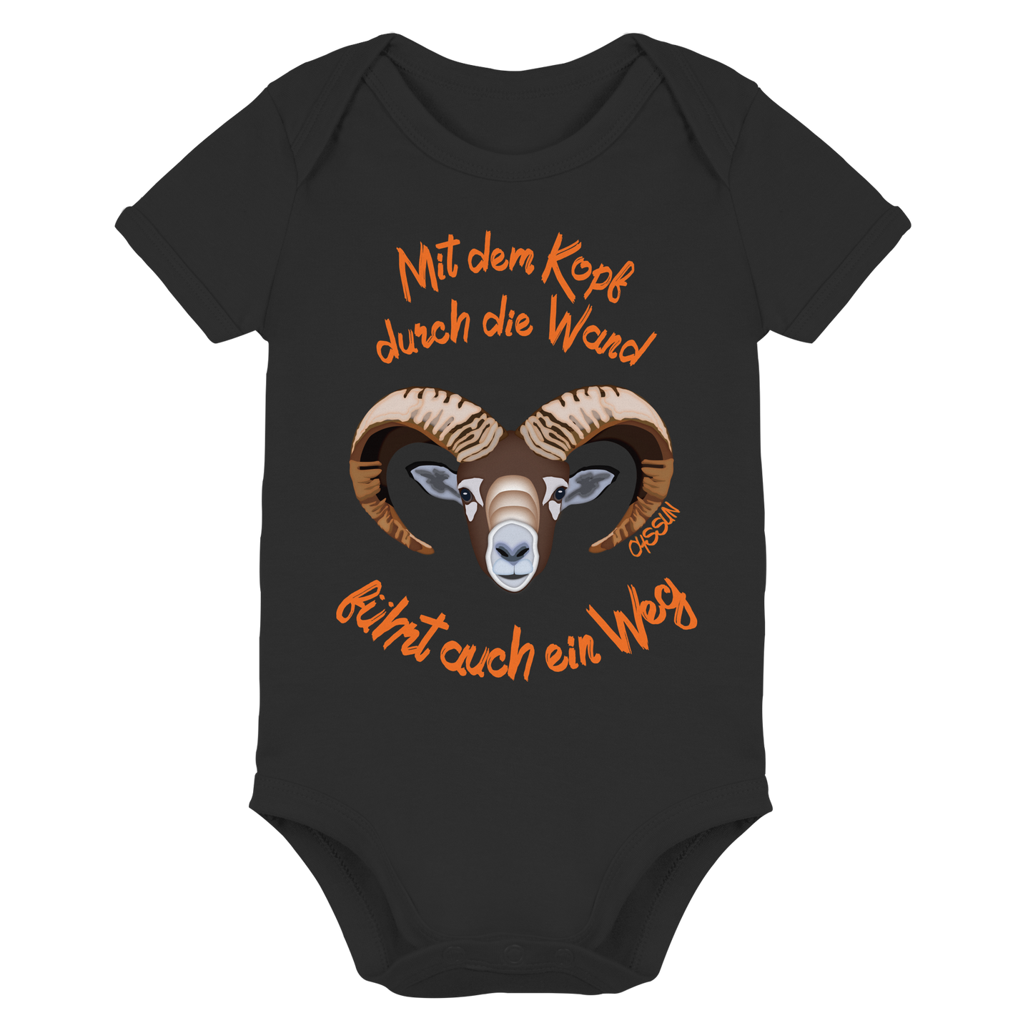 Mit dem Kopf durch die Wand - Führt auch ein Weg - Organic Baby Bodysuit - Oyssun