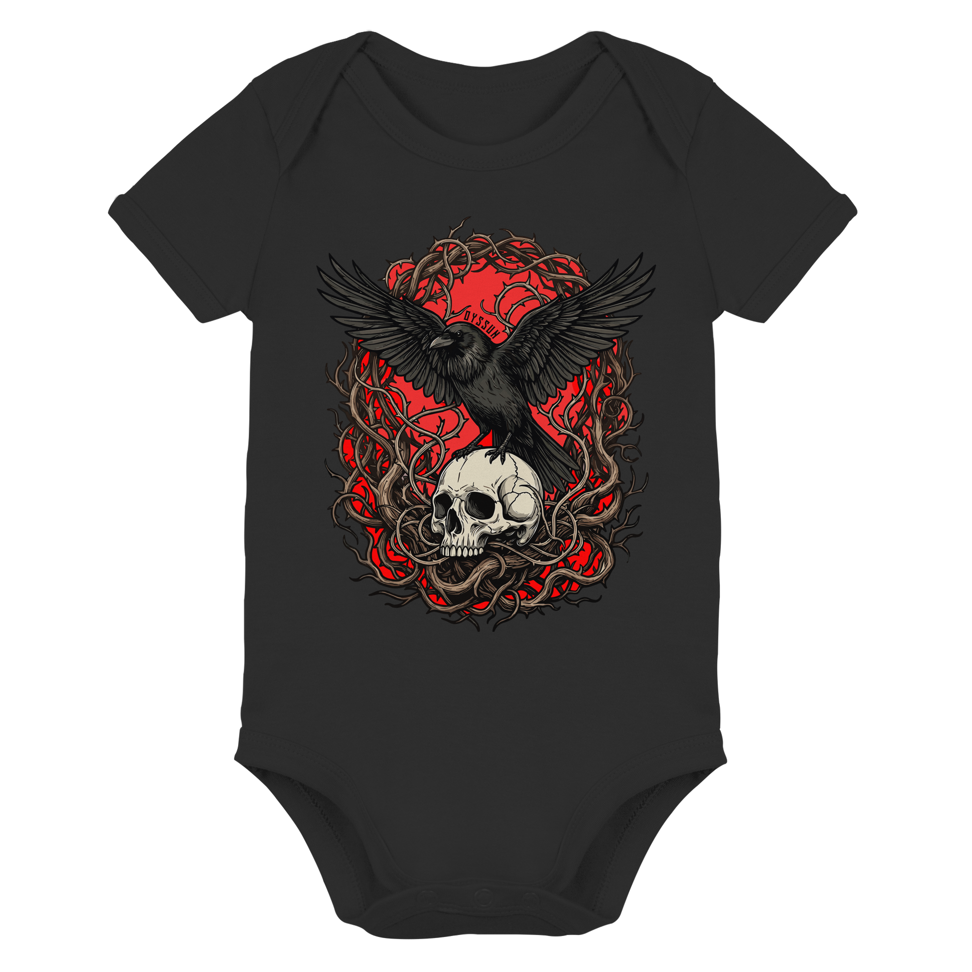 Rabe auf Totenschädel - Organic Baby Bodysuit - Oyssun