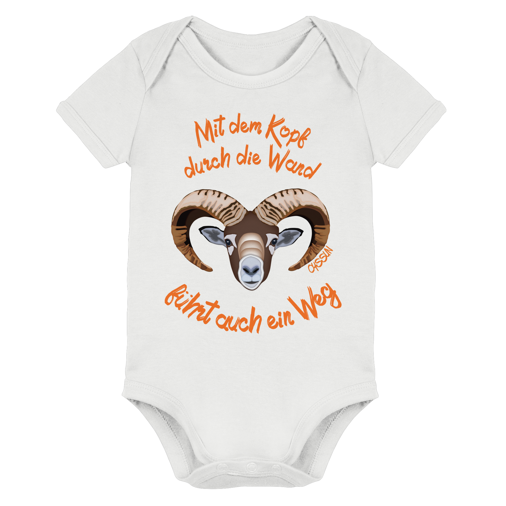 Mit dem Kopf durch die Wand - Führt auch ein Weg - Organic Baby Bodysuit - Oyssun