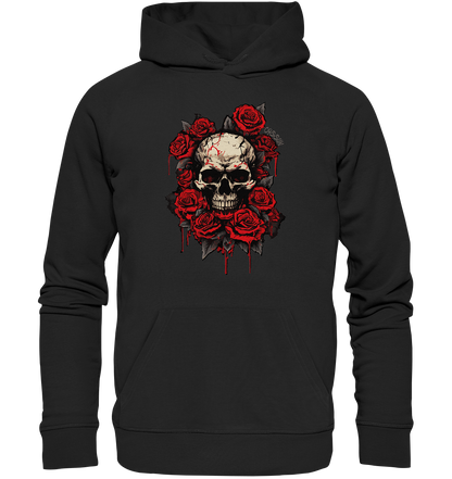 Totenkopf mit Rosen - Organic Basic Hoodie