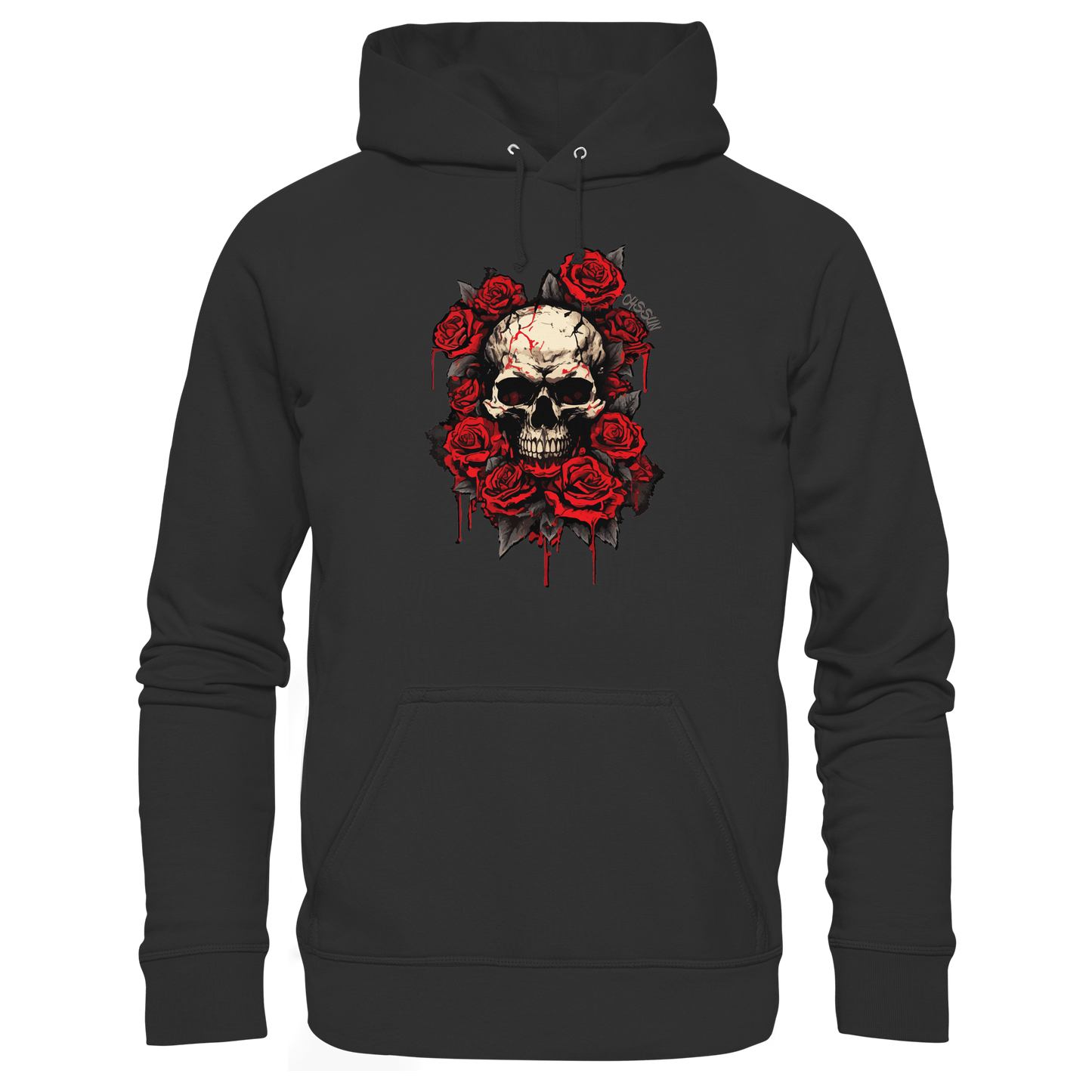 Totenkopf mit Rosen  - Organic Basic Hoodie - Oyssun