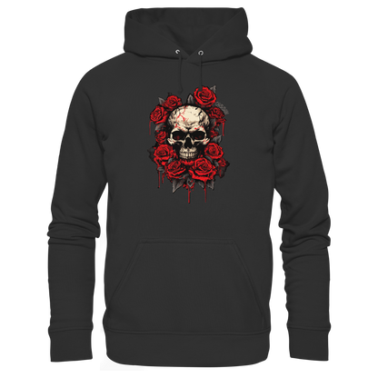Totenkopf mit Rosen  - Organic Basic Hoodie - Oyssun