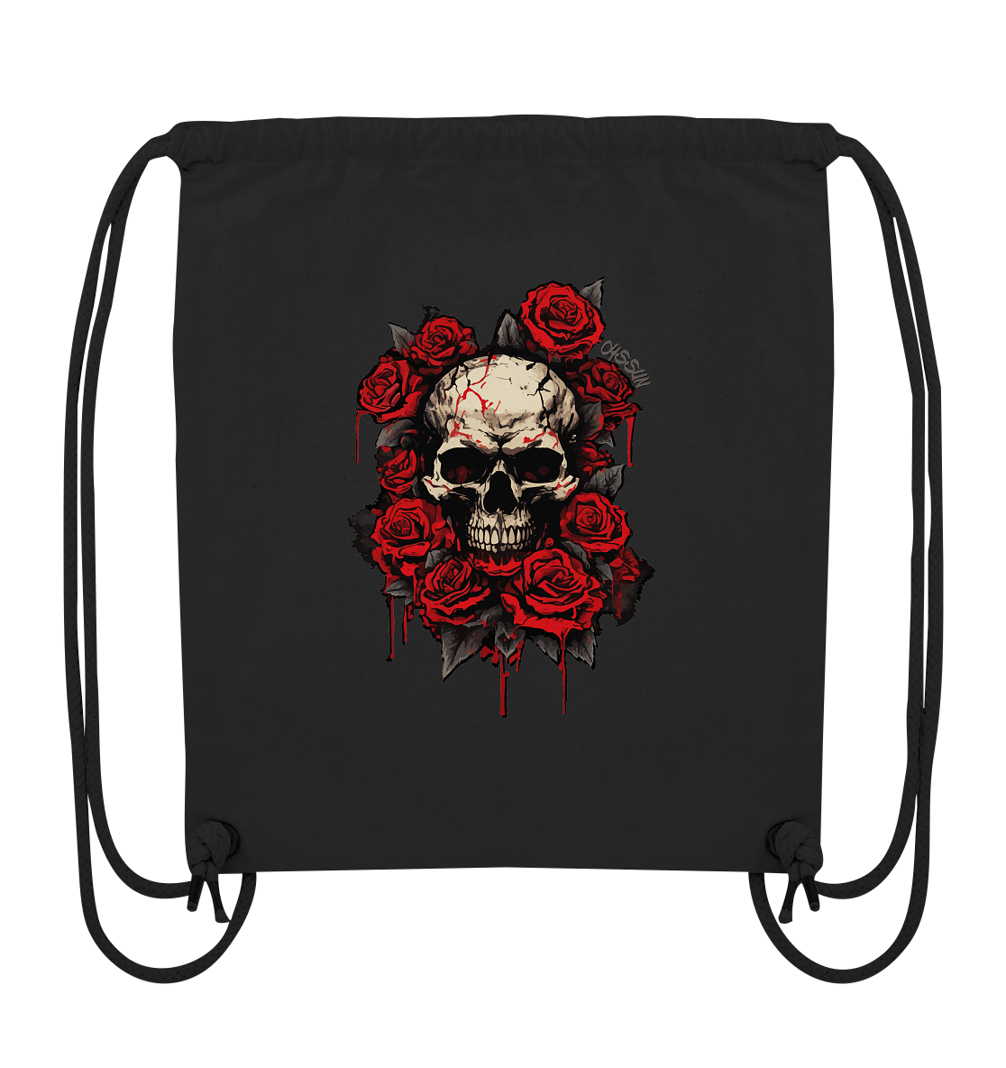 Totenkopf mit Rosen  - Organic Gym-Bag - Oyssun