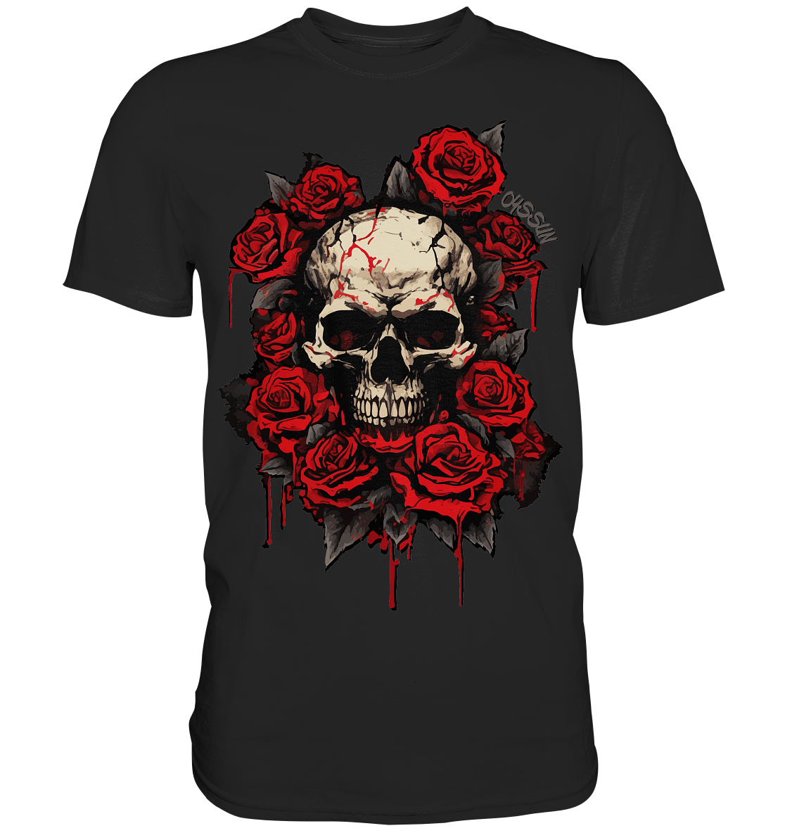 Totenkopf mit Rosen - Premium Shirt