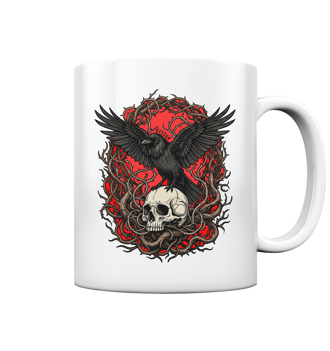 Rabe auf Totenschädel - Tasse (In 3 Farben) - Oyssun