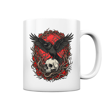 Rabe auf Totenschädel - Tasse (In 3 Farben) - Oyssun