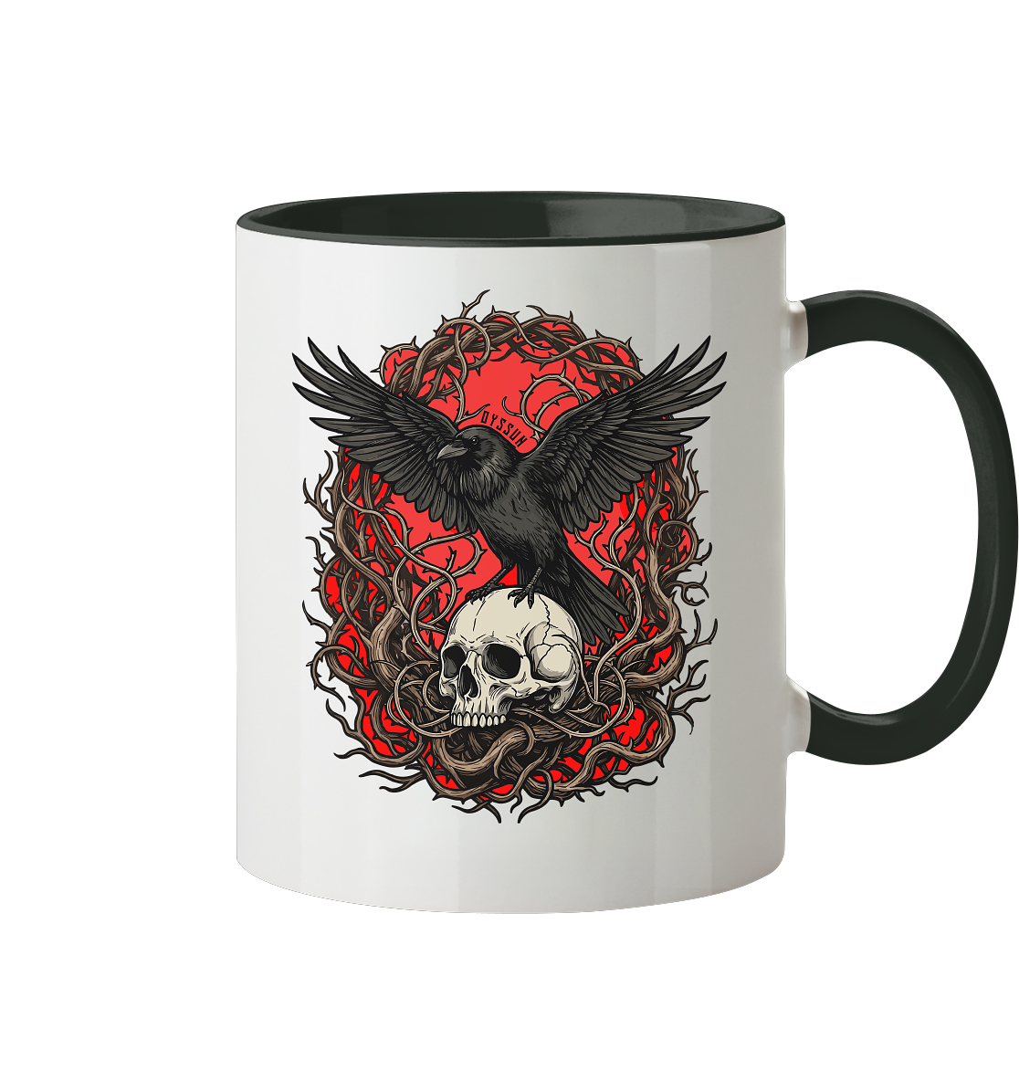 Rabe auf Totenschädel - Tasse (In 3 Farben) - Oyssun