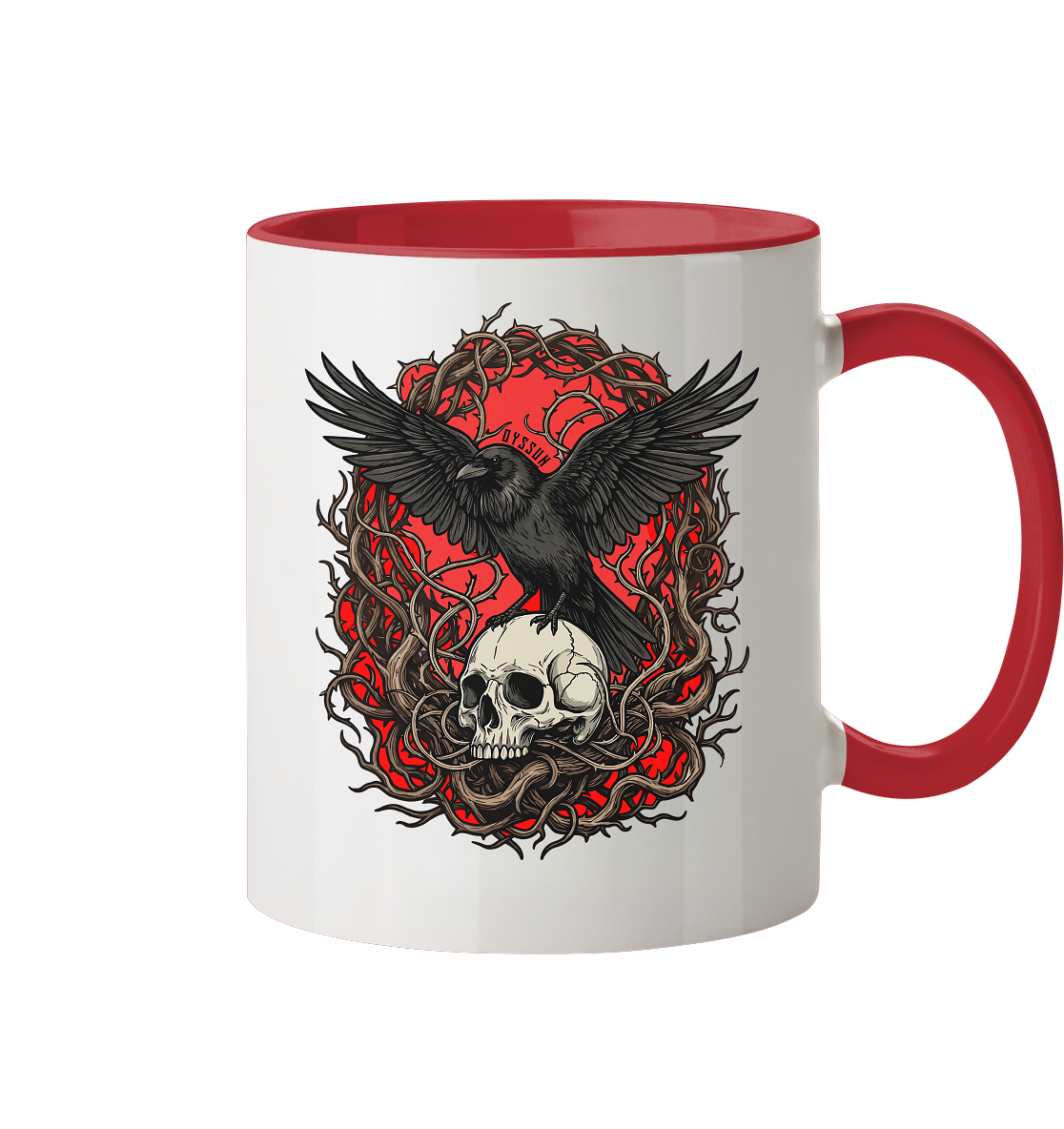Rabe auf Totenschädel - Tasse (In 3 Farben) - Oyssun