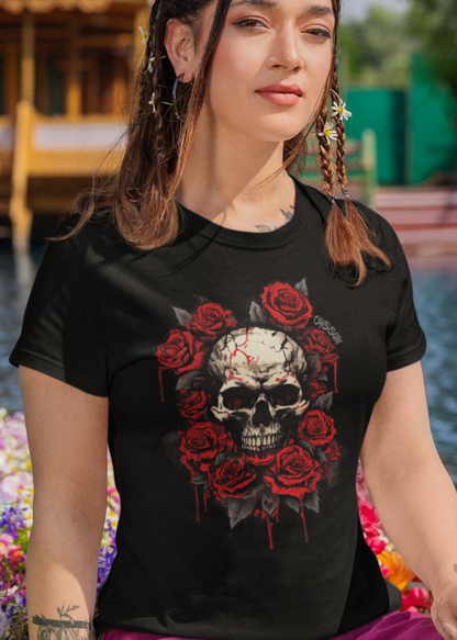 Totenkopf mit Rosen - Ladies Premium Shirt