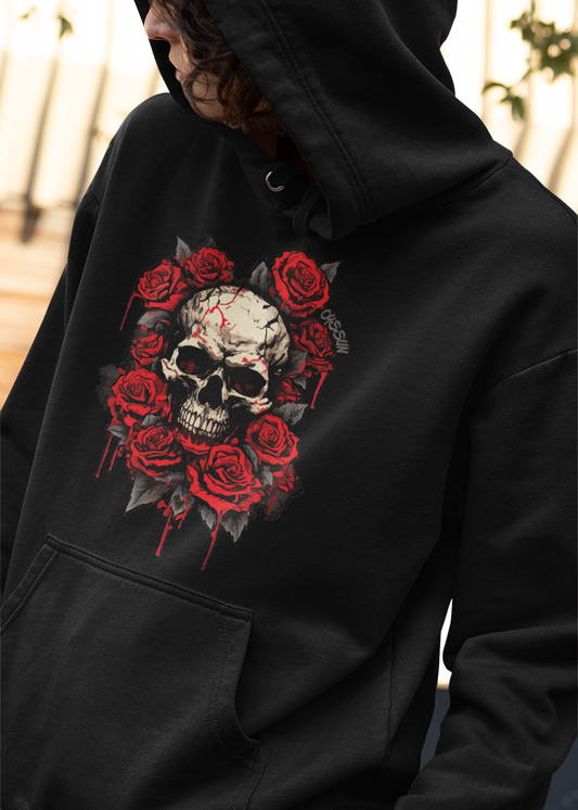 Totenkopf mit Rosen  - Organic Basic Hoodie - Oyssun