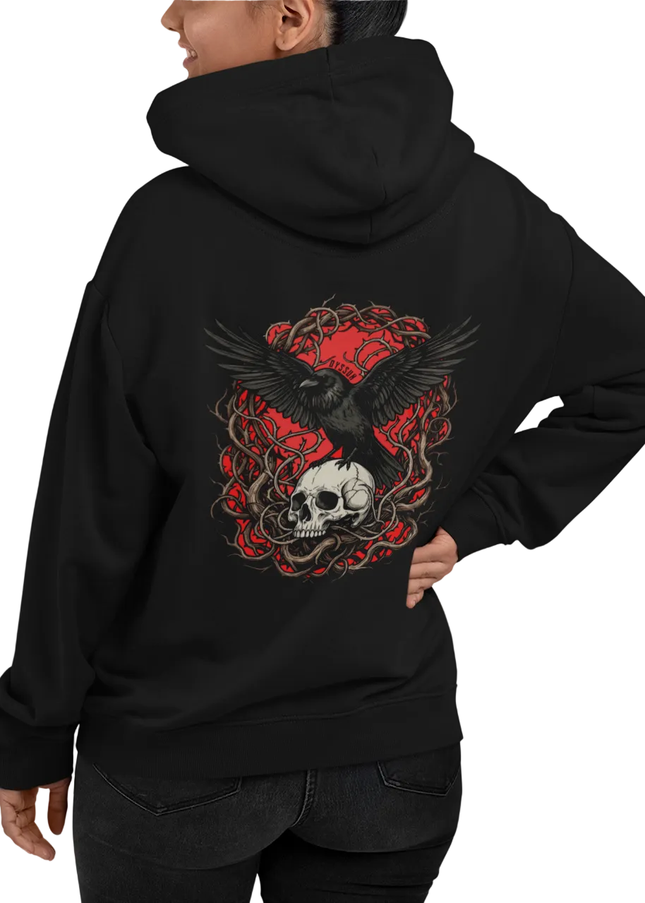 Rabe auf Totenschädel - Organic Basic Hoodie - Oyssun