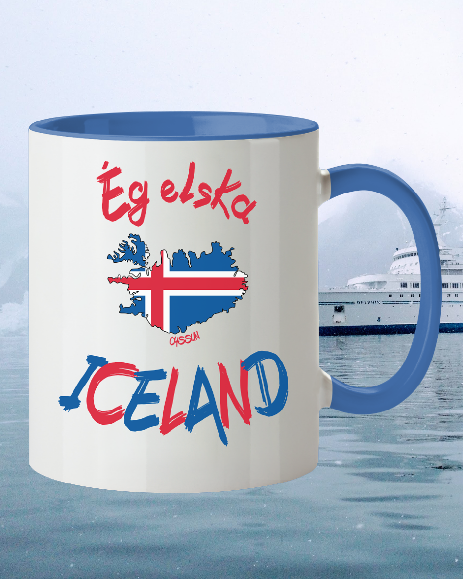 Ich liebe Island - Tasse zweifarbig