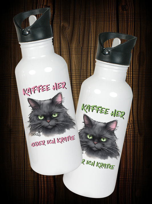 Kaffee her oder ich kratze - Edelstahl-Trinkflasche