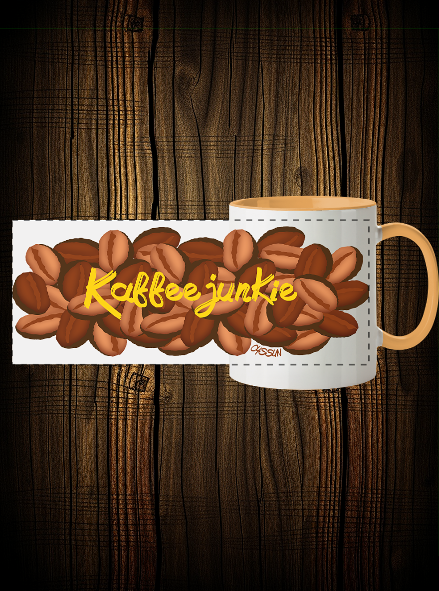 Kaffeejunkie - Panorama Tasse (In 5 Farben) - Oyssun