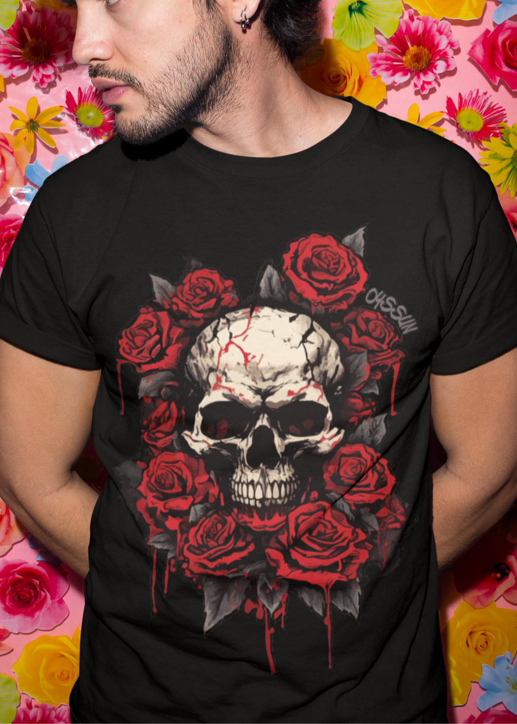 Totenkopf mit Rosen - Premium Shirt