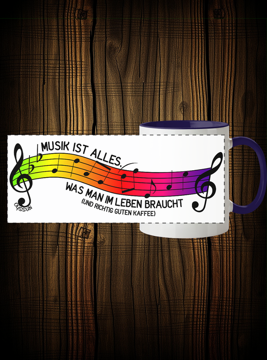 Musik ist alles, was man im Leben braucht  - Panorama Tasse (In 6 Farben) - Oyssun