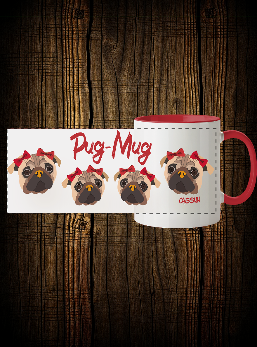 Pug-Mug - Panorama Tasse (In 11 Farben) - Oyssun