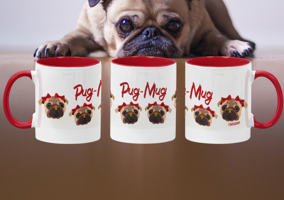 Pug-Mug - Panorama Tasse zweifarbig