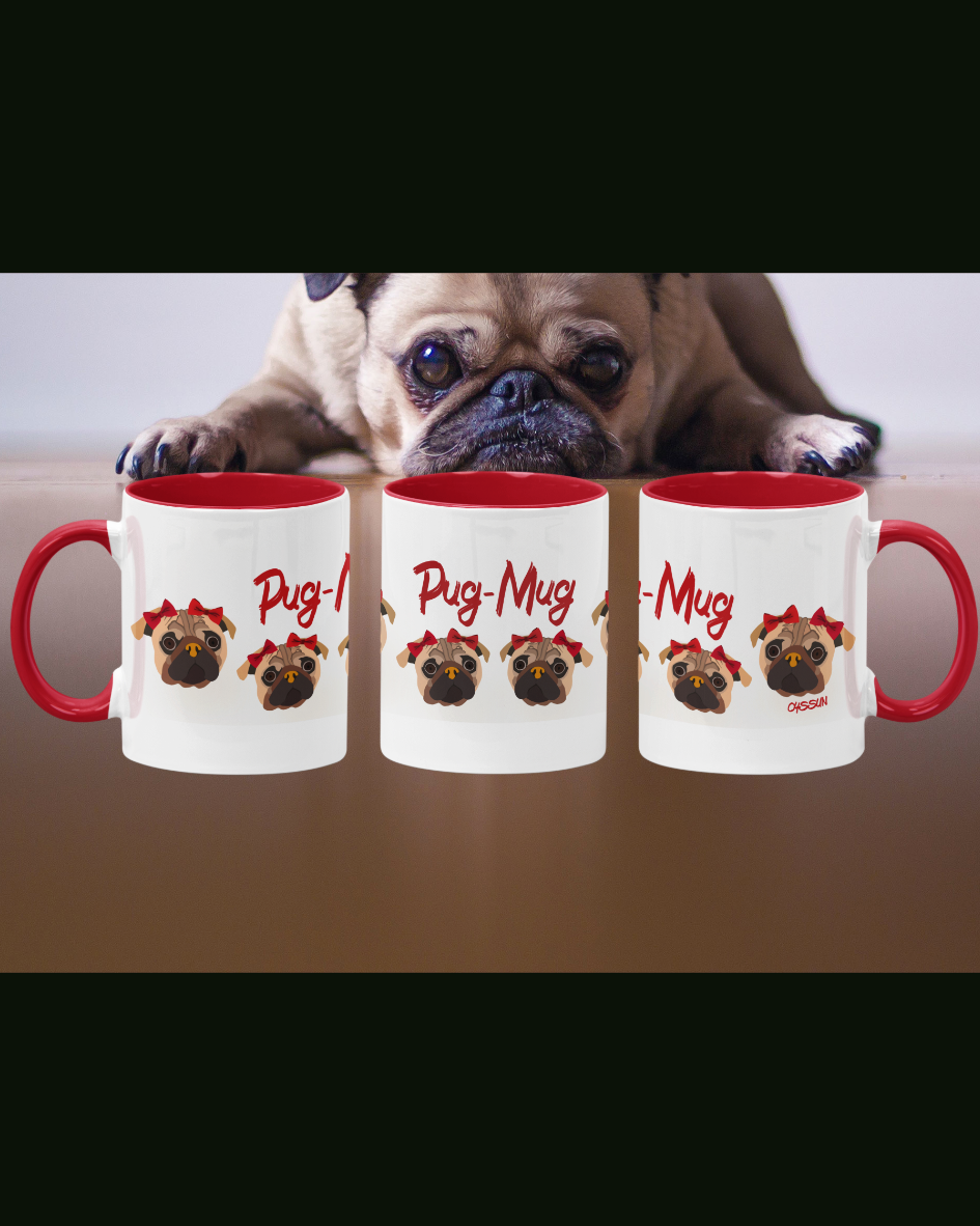 Pug-Mug - Panorama Tasse zweifarbig