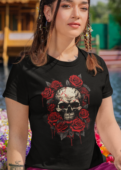 Totenkopf mit Rosen  - Ladies Premium Shirt - Oyssun