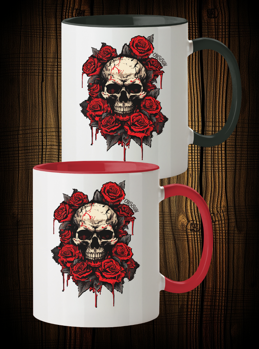 Totenkopf mit Rosen  - Tasse - Oyssun