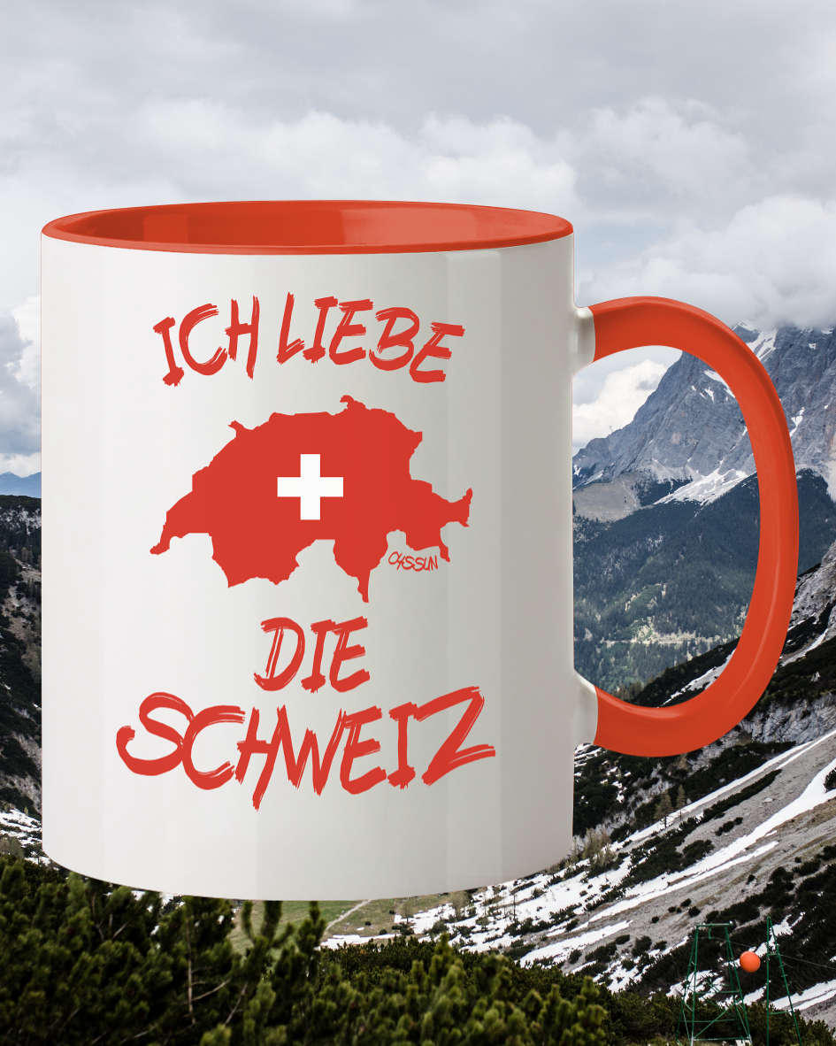 Ich liebe die Schweiz - Tasse zweifarbig