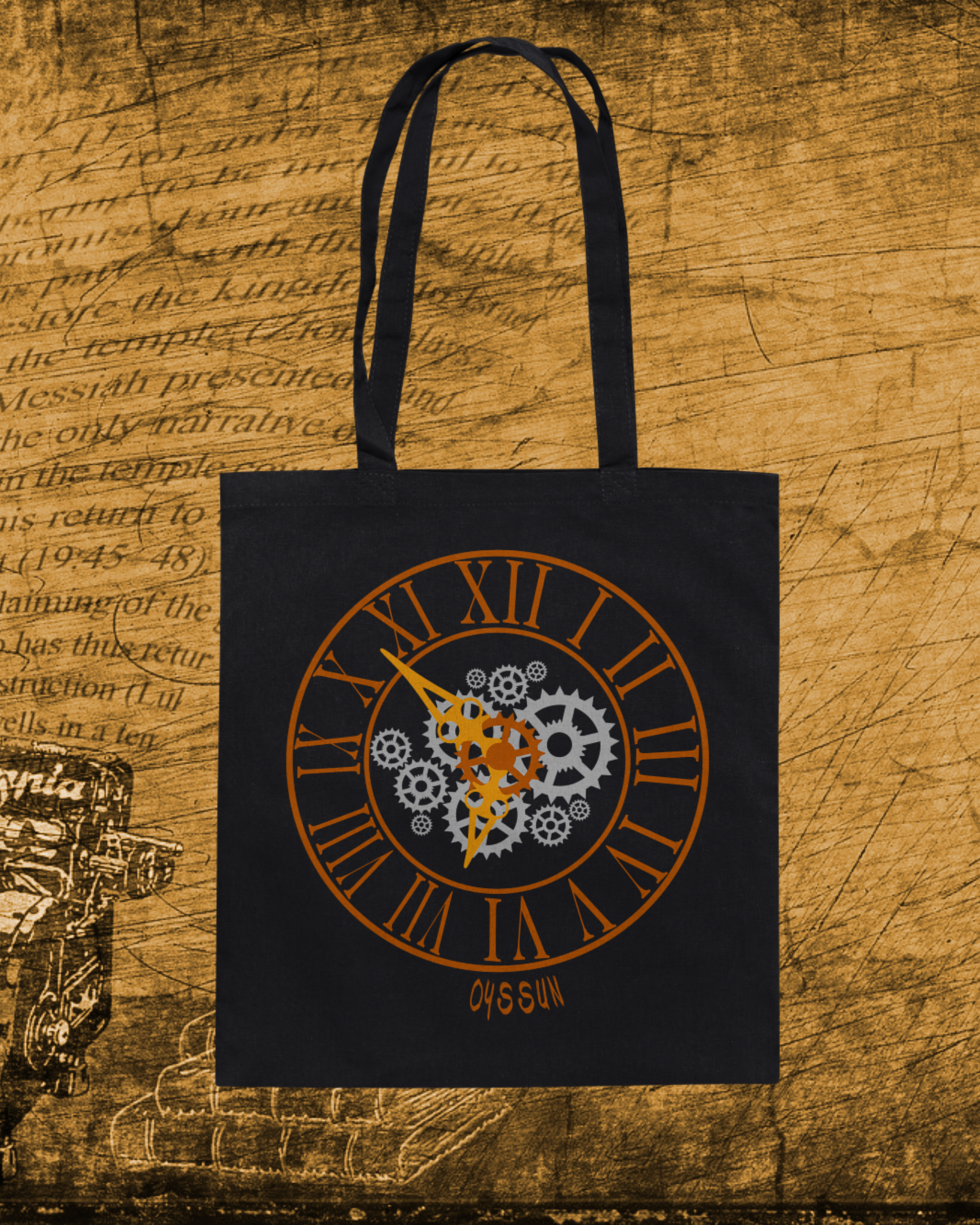 Steampunk Uhr - Baumwolltasche - Oyssun