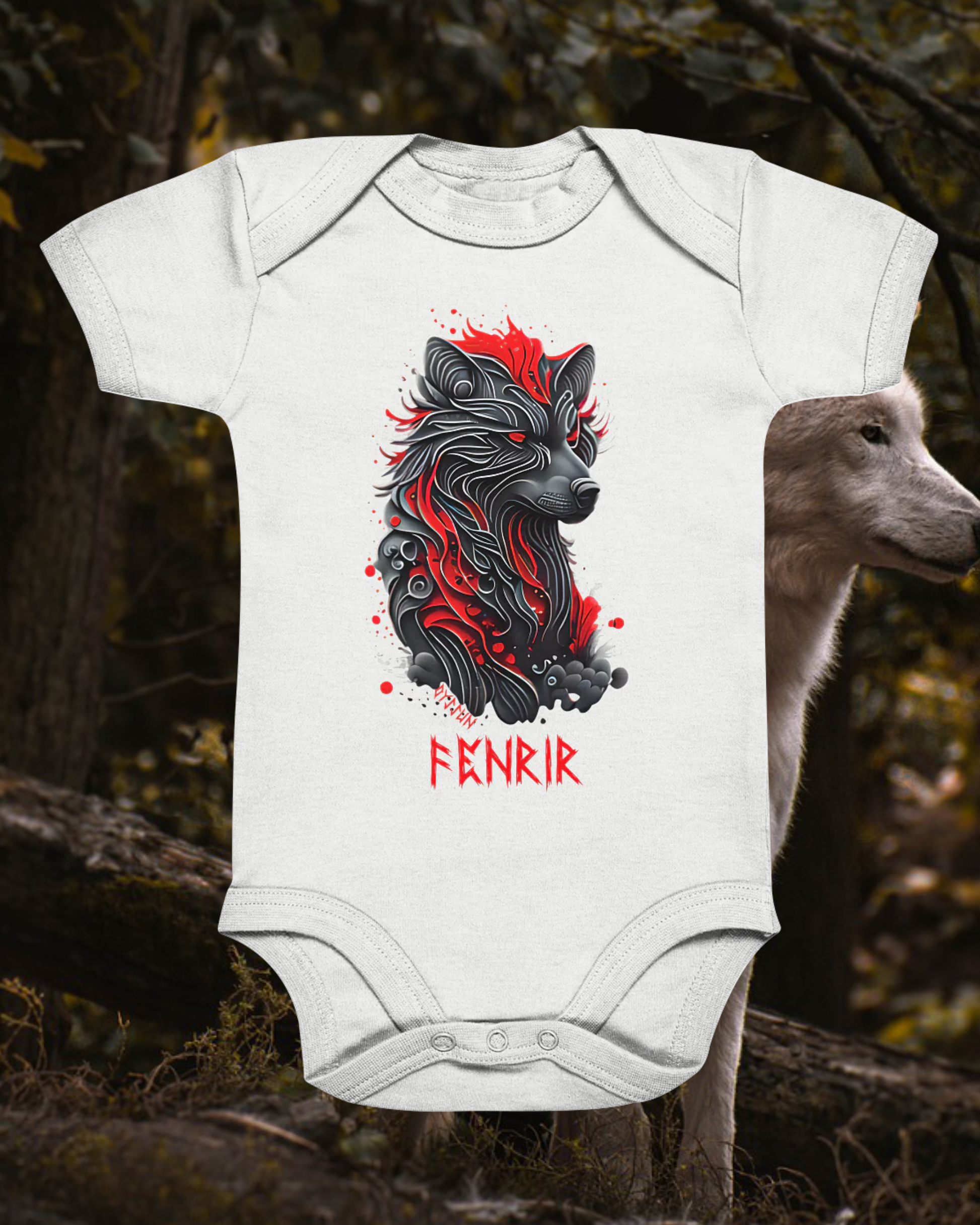 Fenrir - Fenriswolf - Organic Baby Bodysuite - Oyssun