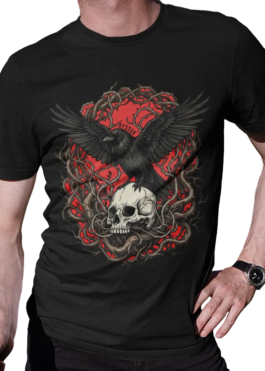 Rabe auf Totenschädel - Premium Shirt