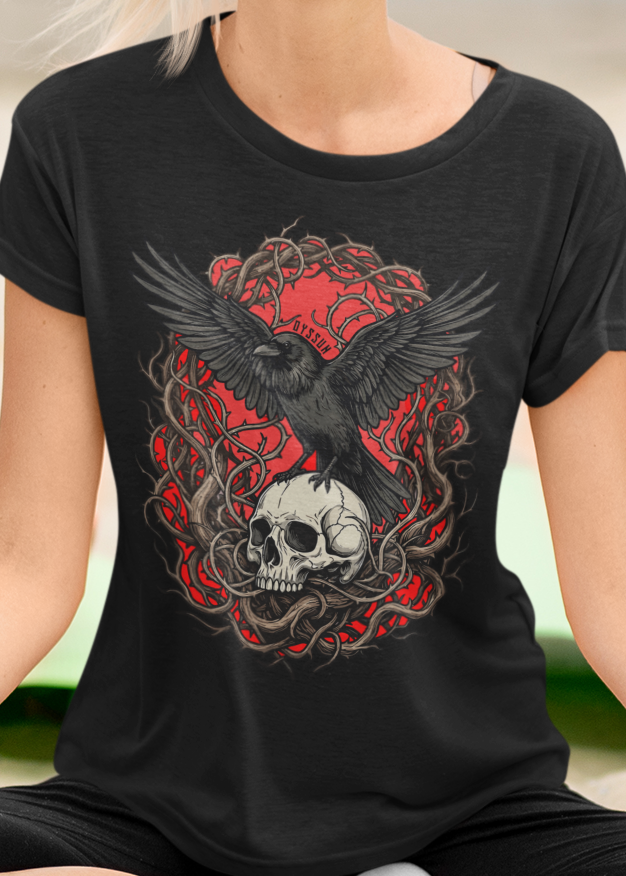 Rabe auf Totenschädel - Ladies Premium Shirt - Oyssun