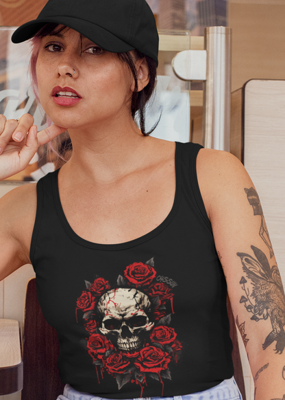 Totenkopf mit Rosen - Ladies Tank-Top