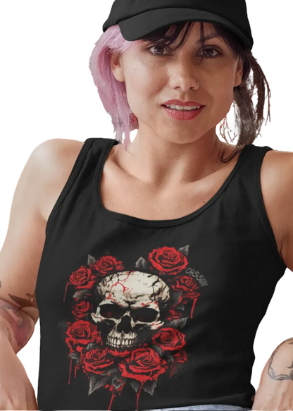 Totenkopf mit Rosen  - Ladies Tank-Top - Oyssun