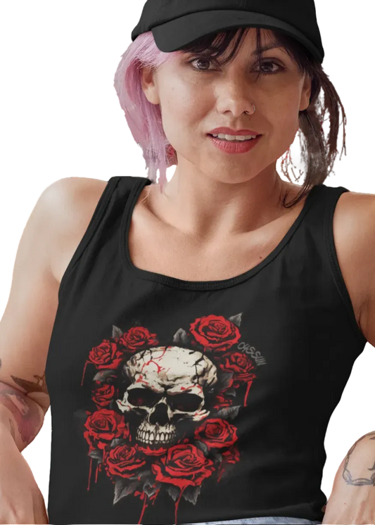 Totenkopf mit Rosen  - Ladies Tank-Top