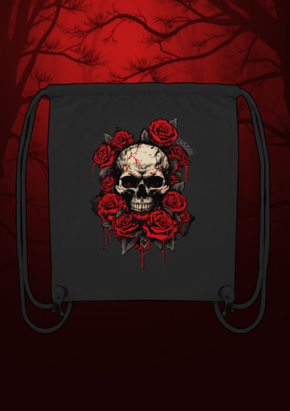 Totenkopf mit Rosen  - Organic Gym-Bag - Oyssun